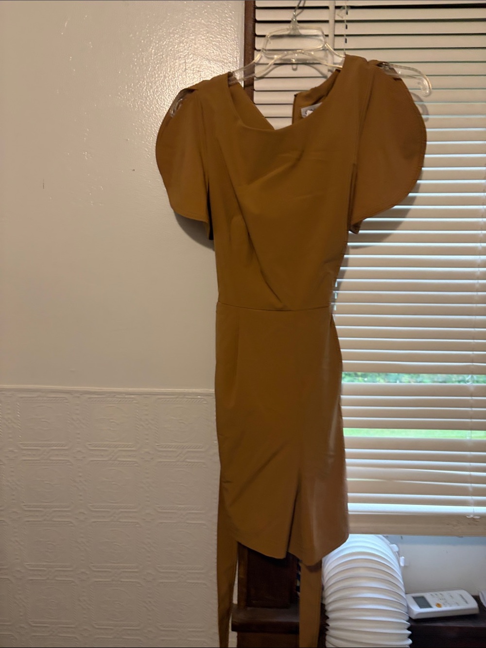 Calvin Klein Mustard Puff-Sleeve Jumpsuit